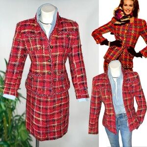 Vintage Wool Plaid Tweed Skirt Suit Blazer Union Made